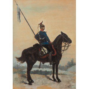Władysław Podkowiński (1866 Warsaw - 1895 Warsaw), Lancer on horseback, 1884