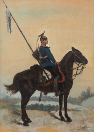 Władysław Podkowiński (1866 Warszawa - 1895 Warszawa), Ułan na koniu, 1884