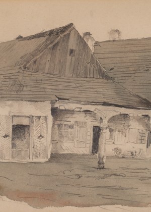 Józef Brandt (1841 Szczebrzeszyn - 1915 Radom), Widok na architekturę drewnianą, około 1875