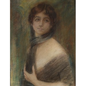 Jozef Szczesny (1885 Rybitwy - 1968 Natolin), Portrait of a woman in a shawl