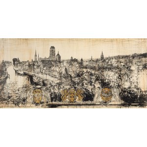 Henryk Dąbrowski (1927 Warsaw - 2006 Warsaw), Panorama of Gdańsk (Civitas Gedanensis A MCMLXXV), 1975.