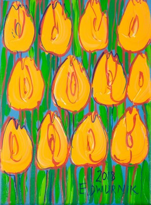 Edward Dwurnik (1943 - 2018), Żółte tulipany, 2018