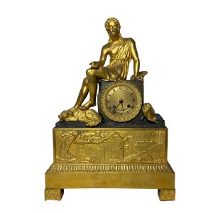 A mercury/satin gilded bronze clock