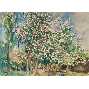 Julian Fałat (1853 Tuligłowy - 1929 Bystra), Flowering orchard, 1921.