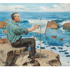 Feliks Michał Wygrzywalski (1875 Przemyśl - 1944 Rzeszów), Self-portrait against the Sea