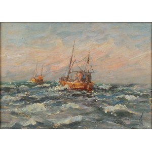 Eugeniusz Dzierzencki (1905 Warsaw - 1990 Sopot), Cutters at Sea