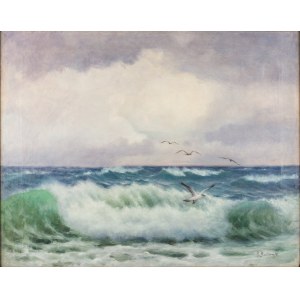 Roman Bratkowski (1869 Lviv - 1954 Wieliczka), Seagulls over a rough sea