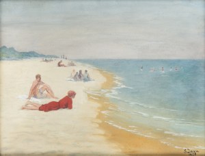 Soter Jaxa - Małachowski (1867 Wolanów - 1952 Kraków), Na plaży, 1928 r.