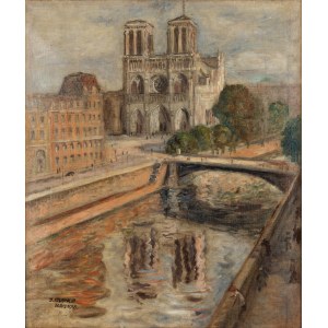 Juliusz Studnicki (1906 Kniażyce - 1978 Warszawa), Widok na katedrę Notre Dame w Paryżu, 1938 r.