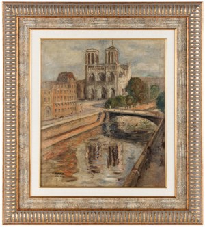 Juliusz Studnicki (1906 Kniażyce - 1978 Warszawa), Widok na katedrę Notre Dame w Paryżu, 1938 r.