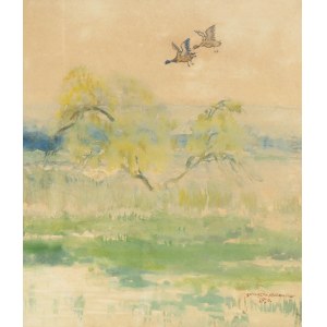 Stanislaw Maslowski (1853 Wlodawa - 1926 Warsaw), Ducks over the wetlands, 1920.