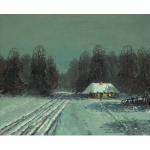 Wiktor Korecki (1890 Kamieniec Podolski - 1980 Milanówek), Hütte im Winter