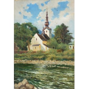 Marceli Harasimowicz (1859 Warsaw - 1935 Lviv), Church in Krościenko nad Dunajcem, 1926.