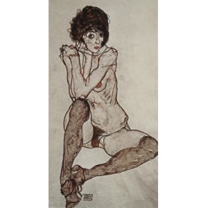 Egon Schiele (1890-1918), Akt in braunen Strümpfen