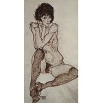 Egon Schiele (1890-1918), Akt w brązowych pończochach