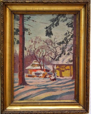 Jan Wałach(1884, Istebna-1979,Istebna),Istebna zimą,1924
