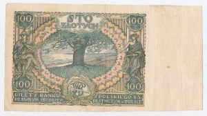 II RP, 100 złotych 1934, seria CU, awers bez głównego druku (25)