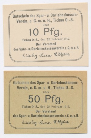 Tichau / Tychy, 10 i 50 fenigów 1917. Razem 2 szt. (42)