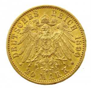 Allemagne, Prusse, Guillaume II, 20 marques 1890 A, Berlin (193)