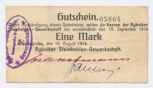 Emmagrube, Rybniker Steinkohlen-Gewerkschaft / Rybnik, 1 marka 1914(79)