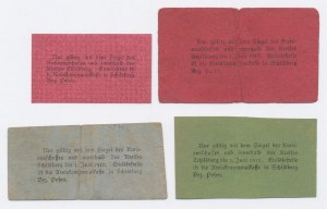 Schildberg / Ostrzeszów, 5, 10, 10 und 50 Fenig 1917. insgesamt 4 Stück. (86)