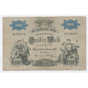 Nemecko, Badische Bank, 100 mariek 1907 (87)