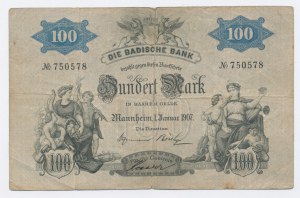 Allemagne, Badische Bank, 100 marks 1907 (87)