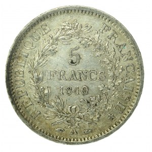 France, Second Republic, 5 francs 1849 A, Paris(140)