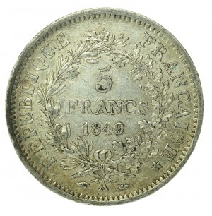 France, Second Republic, 5 francs 1849 A, Paris(140)