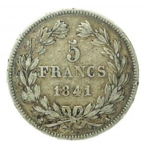 Francja, Ludwik Filip I, 5 franków 1841 A, Paryż (145)