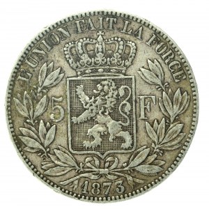 Belgio, Leopoldo II, 5 franchi, 1873 (149)