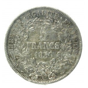 Francie, Druhá republika, 5 franků 1850 A, Paříž (151)