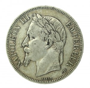 Francja, Napoleon III, 5 franków 1868 BB, Strasburg (152)