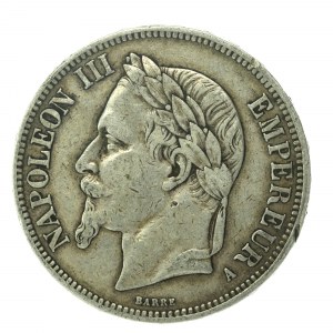 Francja, Napoleon III, 5 franków 1867 A, Paryż (153)