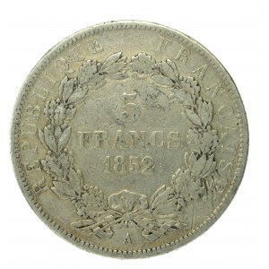 France, Napoleon III, 5 francs 1852 A, Paris (154)