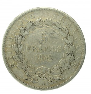 Francie, Napoleon III, 5 franků 1852 A, Paříž (154)