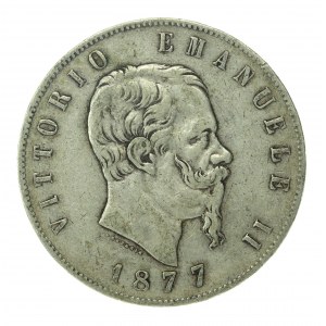 Italie, Victor Emmanuel II, 5 lires 1877 (155)