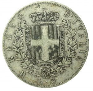 Italia, Vittorio Emanuele II, 5 lire 1877 (155)