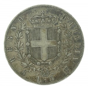 Taliansko, Viktor Emanuel II, 5 lír 1872 (156)