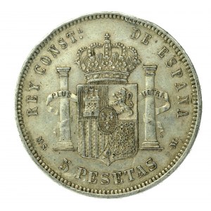 Espagne, Alfonso XII, 5 pesetas, 1881 MS-M, Madrid (163)