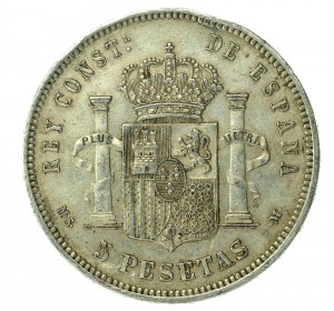Espagne, Alfonso XII, 5 pesetas, 1881 MS-M, Madrid (163)