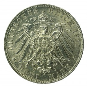 Německo, Bavorsko, Luitpold, 3 značky 1911 D, Mnichov, Luitpoldovy 90. narozeniny (164)