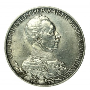 Niemcy, Prusy, Wilhelm II w mundurze, 3 marki 1913 A, Berlin (166)