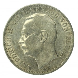 Německo, Výzkum, Frederick II, 3 marky 1910 G, Karlsruhe (167)