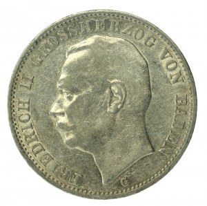 Allemagne, Recherche, Frédéric II, 3 marques 1910 G, Karlsruhe (167)