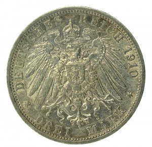 Germany, Research, Frederick II, 3 marks 1910 G, Karlsruhe (167)