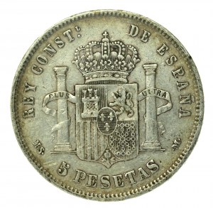 Hiszpania, Alfons XII, 5 peset, 1884 MS-M, Madryt (168)