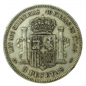 Spanien, Amadeus I, 5 Pesetas 1871 SDM, Madrid (169)