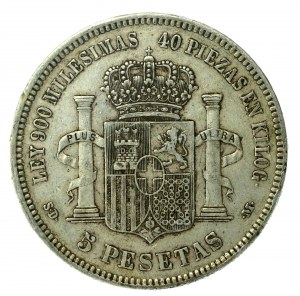 Spanien, Amadeus I, 5 Pesetas 1871 SDM, Madrid (169)