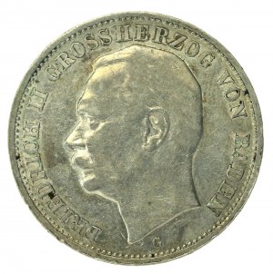 Niemcy, Badenia, Fryderyk II, 3 marki 1912 G, Karlsruhe (179)